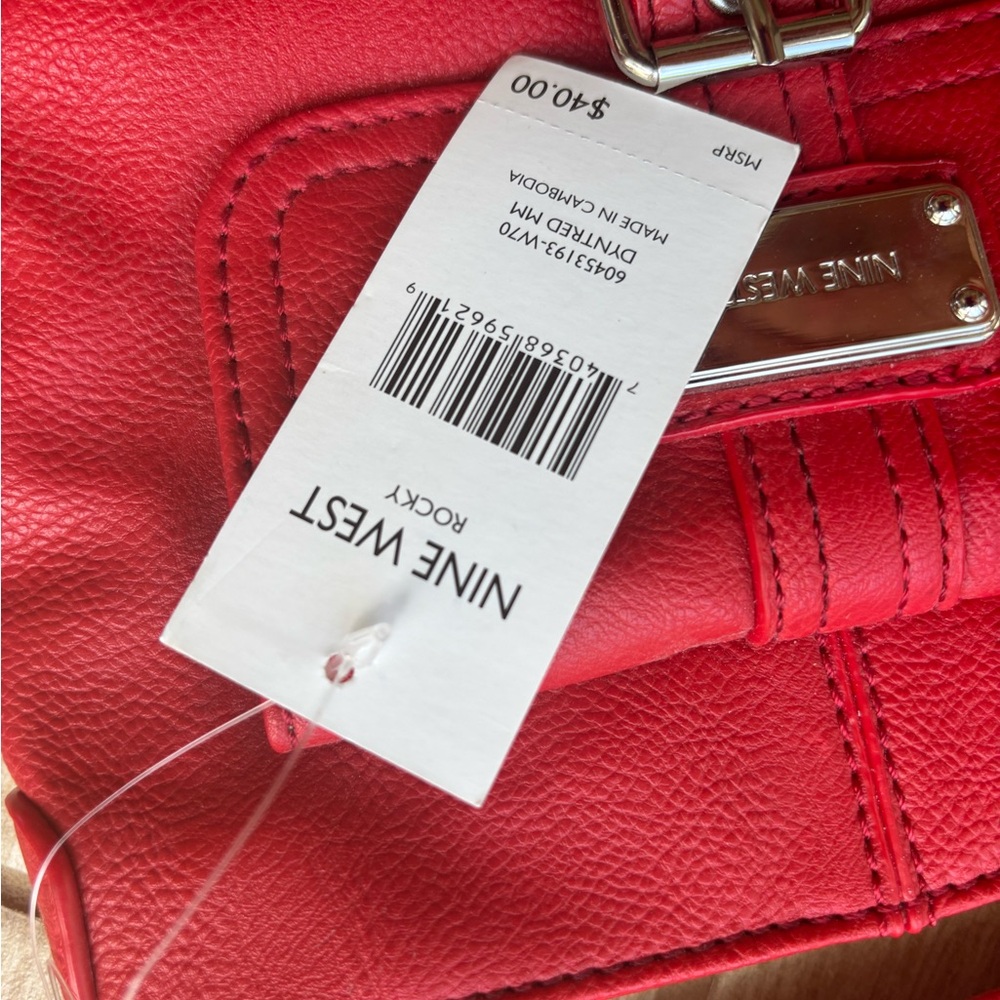 Nine West Red Shoulder Bag with Silver Hardware BRAND NEW